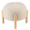 Pouf en tissu effet laine beige et pieds bois | Collection Leopold