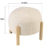 Pouf en tissu effet laine beige et pieds bois | Collection Leopold