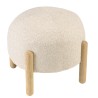 Beige wool-effect fabric pouffe with wooden legs | Leopold Collection