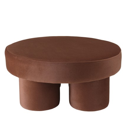 Brown velvet-effect fabric pouffe | Leopold Collection