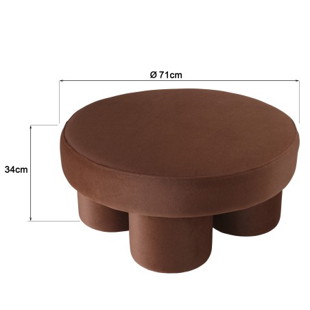 Brown velvet-effect fabric pouffe | Leopold Collection