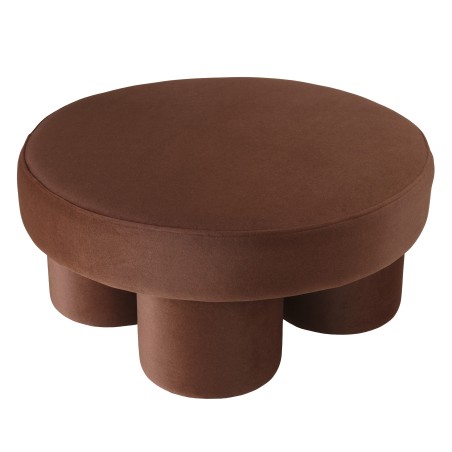 Brown velvet-effect fabric pouffe | Leopold Collection
