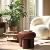 Pouf en tissu effet velours marron - Collection Leopold