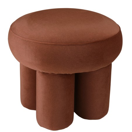 Pouf en tissu effet velours marron - Collection Leopold