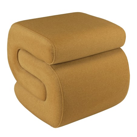 Pouf en tissu effet velours jaune moutarde | Collection Leopold