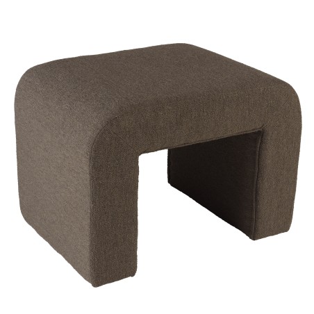 Pouf en tissu petite bouclette taupe foncé | Collection Leopold