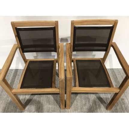 Set of 2 stackable armchairs in taupe-coloured textilene | Second Life