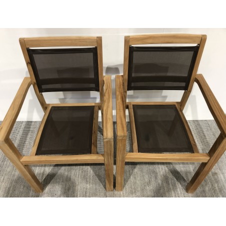SECONDE MAIN - Lot de 2 fauteuils empilables textilène couleur taupe