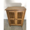 SECONDE MAIN - Meuble de rangement marron 2 portes persiennes bois Teck