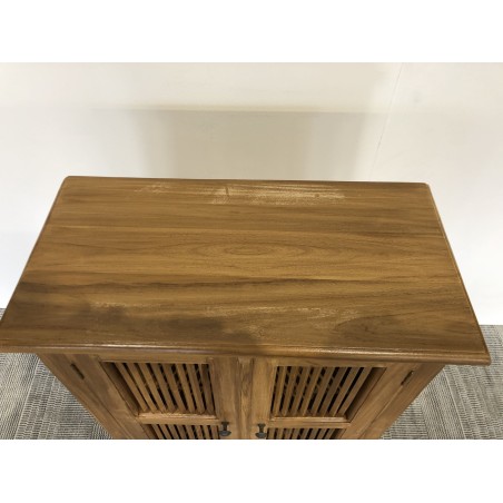 API Brown Cabinet with 2 Louvered Doors in Teak Wood