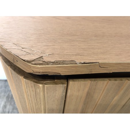 Brown bedside table with 1 door in retro style with black metal legs | Second Life