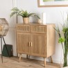 Buffet couleur naturelle 2 tiroirs 2 portes bois cannage | Seconde Main