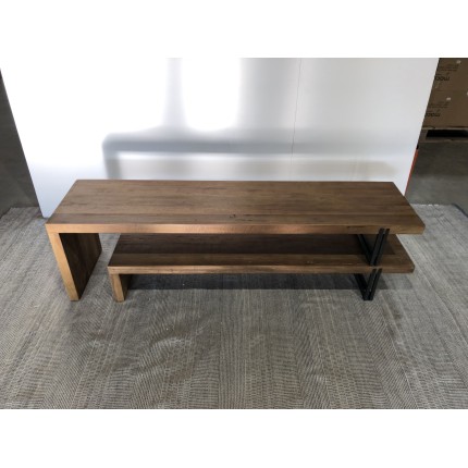 SECONDE MAIN  - Meuble TV marron 2 niveaux Teck recyclé