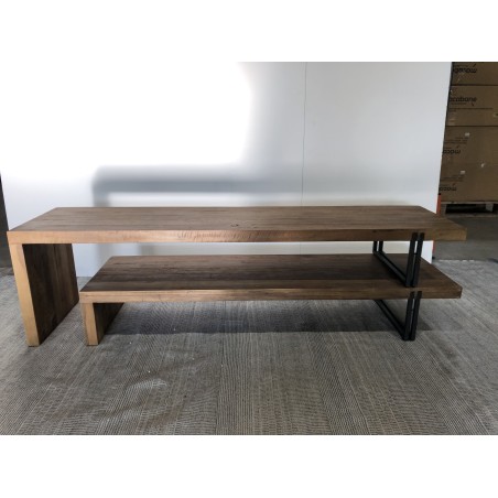 SECOND-HAND  - Brown 2-tier TV stand Recycled teak Recycled acacia mahogany and black metal