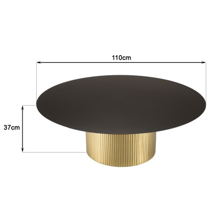 Round coffee table 110x110cm black iron top | Second life