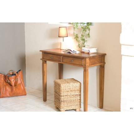 Brown teak desk with 2 drawers | Second Life