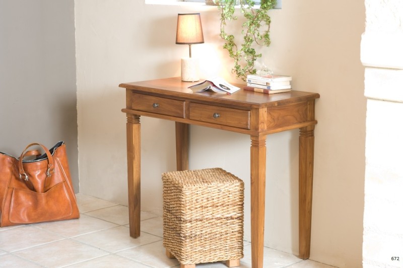 Brown teak desk with 2 drawers | Second Life