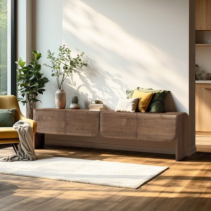 4-drawer TV cabinet in mindi wood | ROMY Collection | Macabane