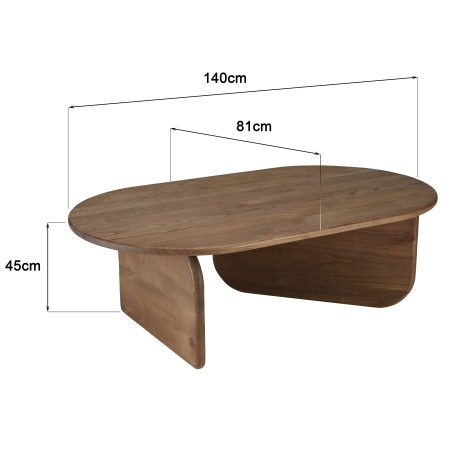 Table basse 140cm forme organique en bois de mindi | Collection Romy