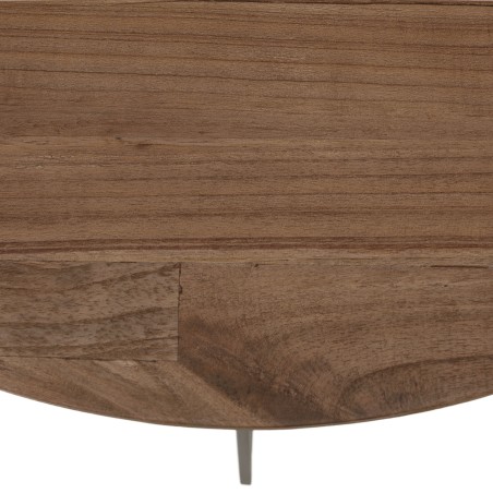 Table basse ronde 80x80cm en bois de mindi pieds en métal noir | Collection Romy