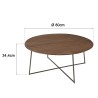 Table basse ronde 80x80cm en bois de mindi pieds en métal noir | Collection Romy