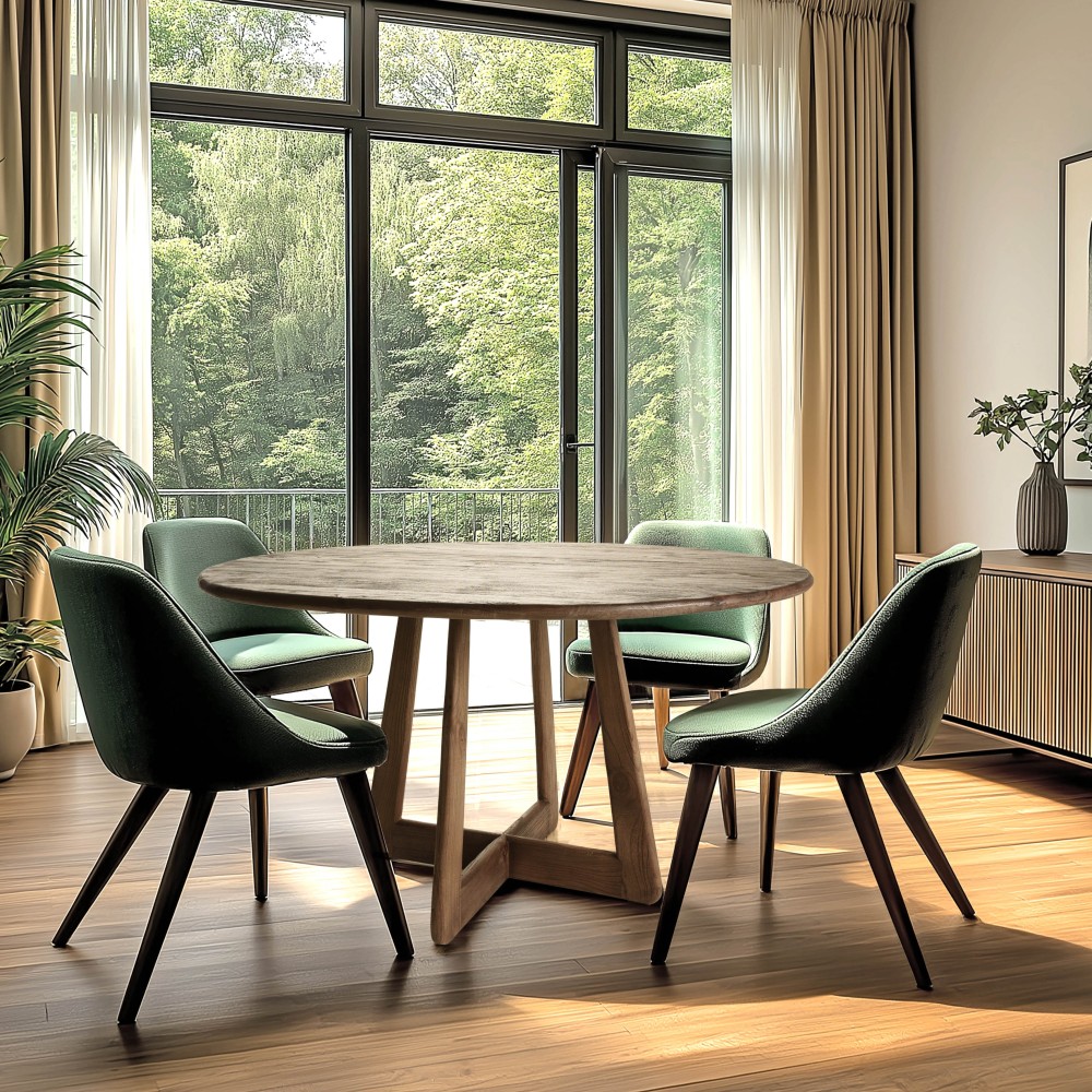 140x140cm round dining table in mindi wood | Romy Collection
