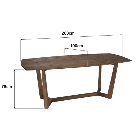 ROMY - Table à manger rectangulaire 200x100cm bois de mindi