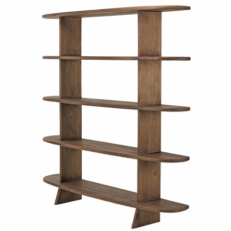 Linear bookcase with 5 shelves in mindi wood | Romy | Macabane