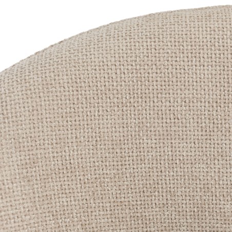 Swivel chair in beige fabric with rounded backrest, wooden legs | Ugo Collection
