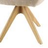 Swivel chair in beige fabric with rounded backrest, wooden legs | Ugo Collection
