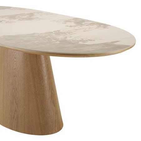Dining table 200x90cm ceramic top with wooden legs | Ugo Collection