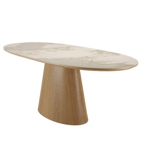 Dining table 200x90cm ceramic top with wooden legs | Ugo Collection