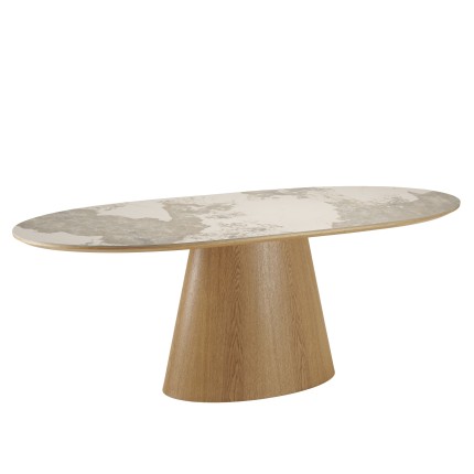 Table à manger 200x90cm plateau céramique pieds bois | Collection Ugo