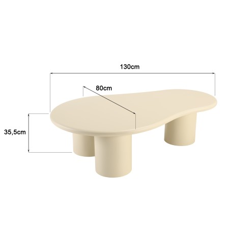 Organic-shaped coffee table in beige with concrete effect | Ugo Collection