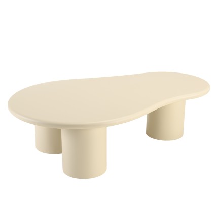 Organic-shaped coffee table in beige with concrete effect | Ugo Collection