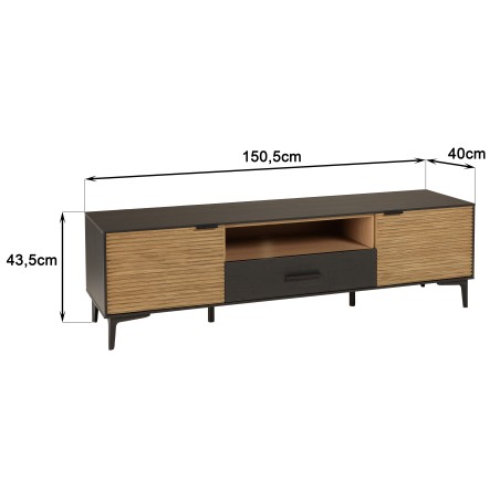 Wooden TV stand brown pine, black | Second Hand