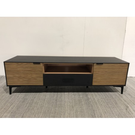 Wooden TV stand brown pine, black | Second Hand