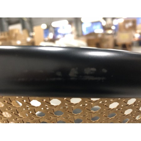 SECONDE MAIN - 2 fauteuils tissu noir dossier effet cannage