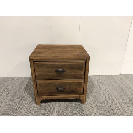 Recycled pine bedside table with 2 drawers | Second-hand