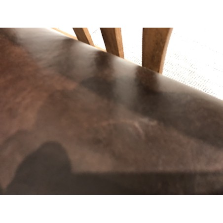 Teak and Brown Leather Armchair DAK