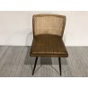 MARCEL Set of 2 Mango Wood Chairs - Padded Leather Seat & Rattan Backrest