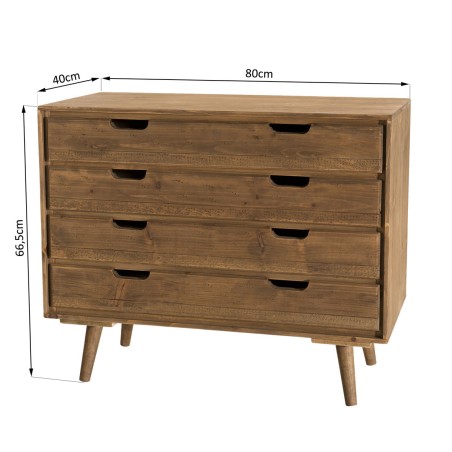 Commode bois marron 4 tiroirs | SECONDE MAIN