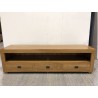 Brown TV cabinet with 3 teak wood drawers | Second-hand