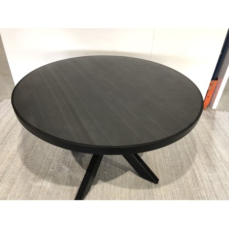 SECONDE MAIN - Table à manger ronde plateau effet pierre noir