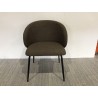 Second-hand - Brown fabric chair with rounded backrest and black steel legs