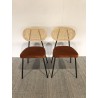 Lot de 2 chaises rotin et velours orange - Seconde main