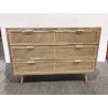 Natural-coloured wooden chest of drawers with 3 cane drawers | Second Hand