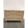 Natural-coloured wooden chest of drawers with 3 cane drawers | Second Hand