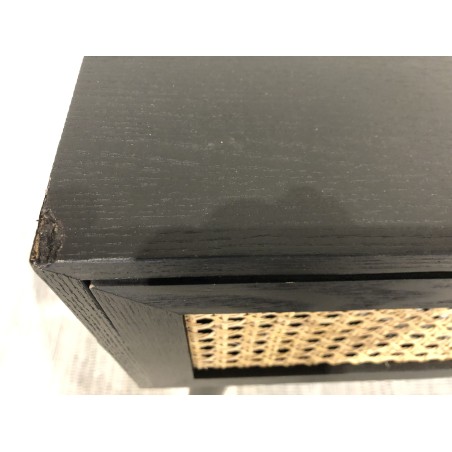 SECOND-HAND - Black wooden console table with 2 drawers and cane detailing