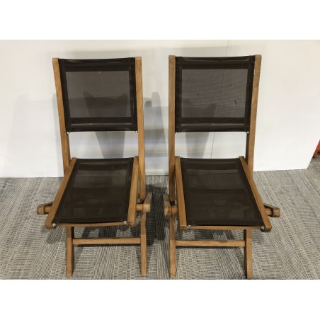 Set of 2 taupe-coloured textilene folding chairs | Second Life